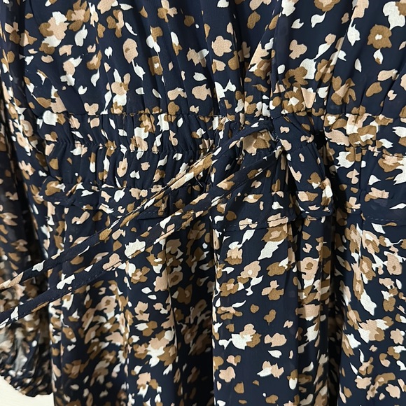 ROMPER that looks like a dress!Jodifl romper, navy blue & brown colors, sz small - Picture 4 of 7